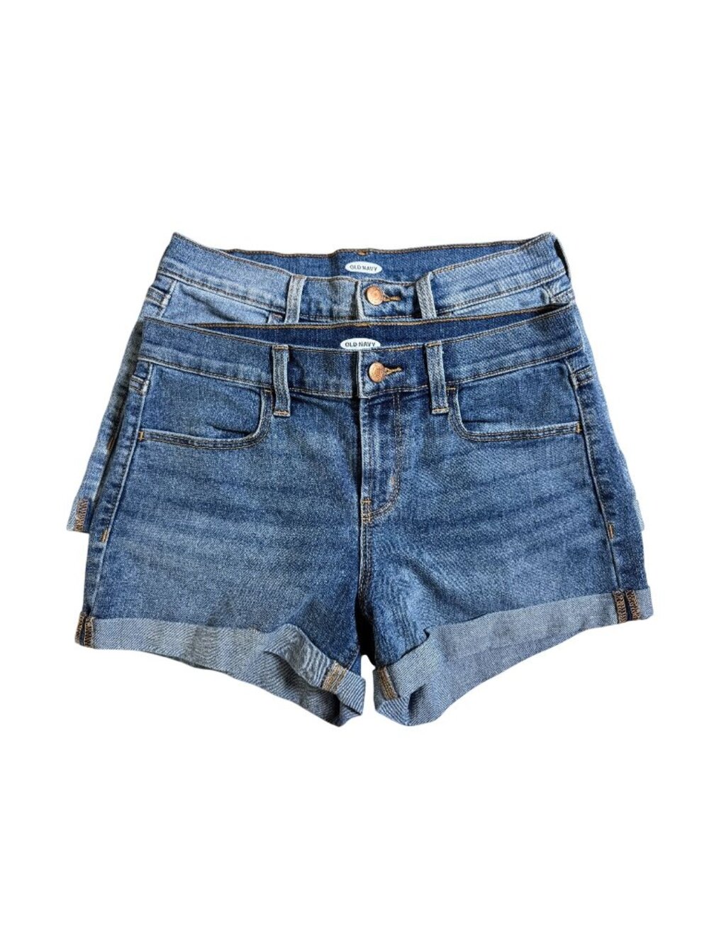 Bundle 2 Old Navy Womens Rolled‎ Cuff Denim Jeans Shorts Size 2 Blue Casual